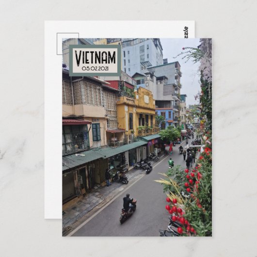 Vietnam Street Life, Customizable Date Postcard Postkarte (Vorne/Hinten)