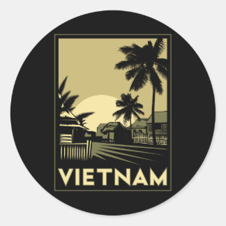 Vietnam Südostasien Deko Retroreise Runder Aufkleber