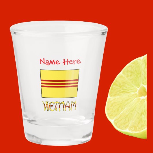 Vietnam Südvietnamesische Flagge Rot Personalisier Schnapsglas