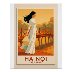 Vietnam Travel - Vietnamesisches Mädchen in weißem Poster