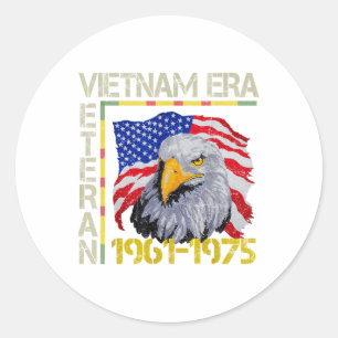 Vietnam Veteran Era 1961 1975 Memorial Flag US Runder Aufkleber