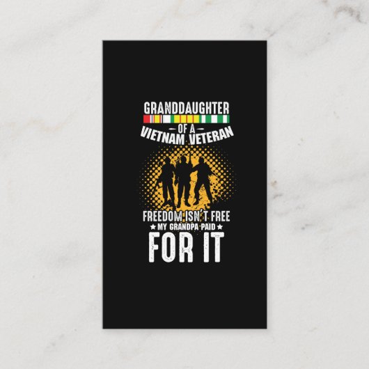 Vietnam Veteran Opa Soldier Großtochter Visitenkarte (Vorderseite)