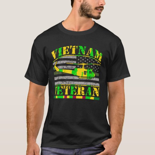 Vietnam Veteran UH 1 Huey Helicopter Crew T Shirt (Vorderseite)
