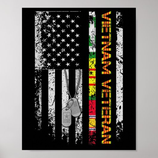 Vietnam Veteran Vintag Flag Memorial Patriotic Poster (Vorne)