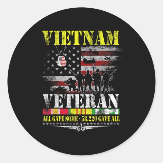 Vietnam Veteranen der Vintagen Flaggen Gedenkveter Runder Aufkleber (Vorderseite)