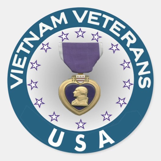 Vietnam Veteranen des Lila Herzens der USA Runder Aufkleber (Vorderseite)