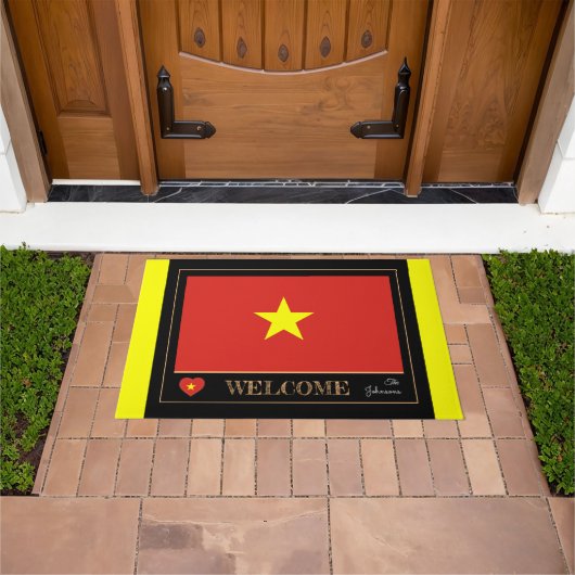 Vietnam & Vietnamesisch Flag House matt/sports Wil Fußmatte (Außenbereich)
