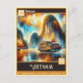 Vietnam | Vintage Malerei Postkarte (Vorderseite)
