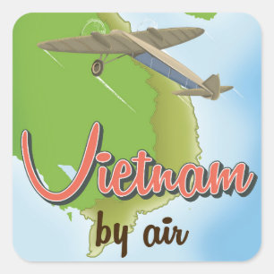 Vietnam Vintage Reiseplakat Quadratischer Aufkleber