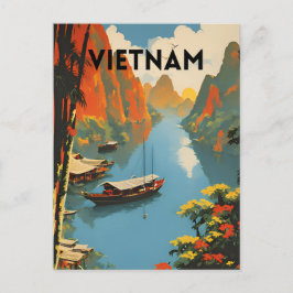 Vietnam Vintage Travel Poster Postkarte