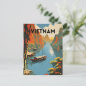 Vietnam Vintage Travel Poster Postkarte (Stehend Vorderseite)