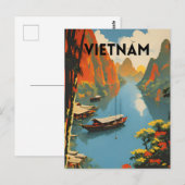 Vietnam Vintage Travel Poster Postkarte (Vorne/Hinten)