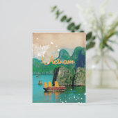Vietnam Vintages Urlaubsposter Postkarte (Stehend Vorderseite)