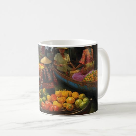 Vietnam Wassermarkt Malerei Kaffeetasse (VorderseiteRechts)