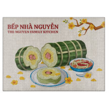 Vietnamese Bep Nha Kitchen Banh Tet Artwork Family