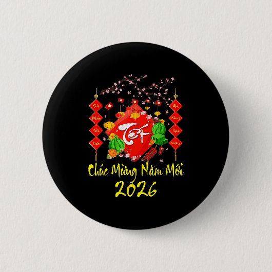 Vietnamese Lunar New Year 2026 Tet Viet Chuc Mung Button (Vorderseite)