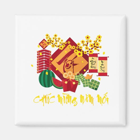 Vietnamese Lunar New Year 2026 Tet Viet Chuc Mung Magnet (Vorne)