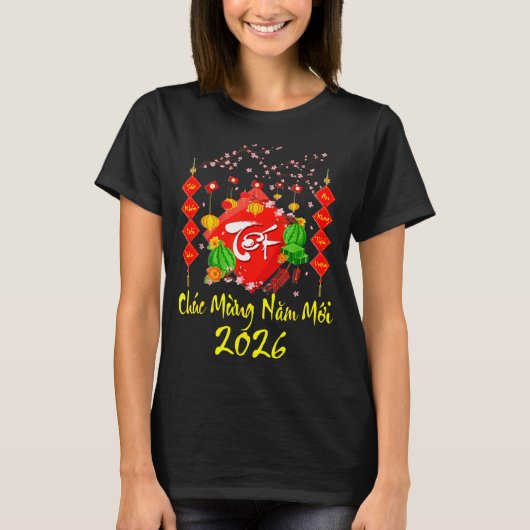 Vietnamese Lunar New Year 2026 Tet Viet Chuc Mung T-Shirt (Vorderseite)
