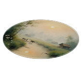 Vietnamese Morning Mist Village Watercolor Art Schneidebrett (Ecke)