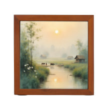 Vietnamese Morning Mist Village Watercolor Art