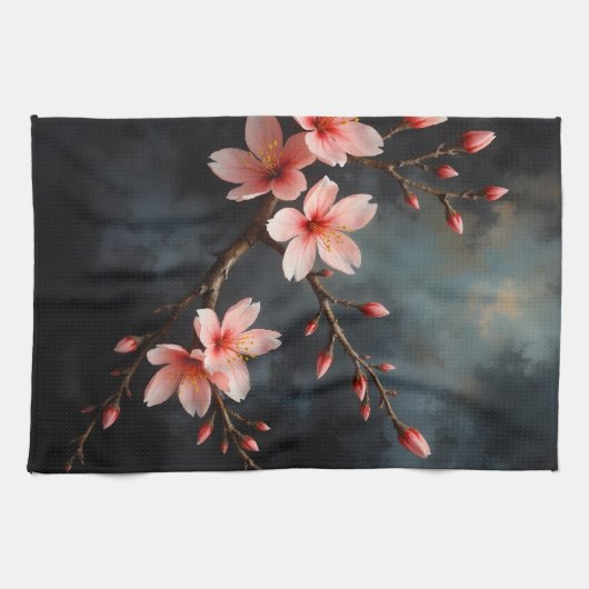 Vietnamese Peach Blossom Art Geschirrtuch (Horizontal)
