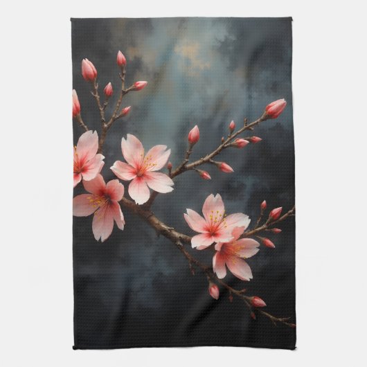 Vietnamese Peach Blossom Art Geschirrtuch (Vertikal)