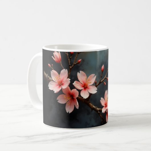 Vietnamese Peach Blossom Art Kaffeetasse (Vorderseite Links)