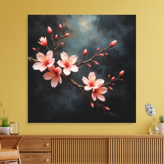 Vietnamese Peach Blossom Art Leinwanddruck (Insitu (Wohnzimmer))
