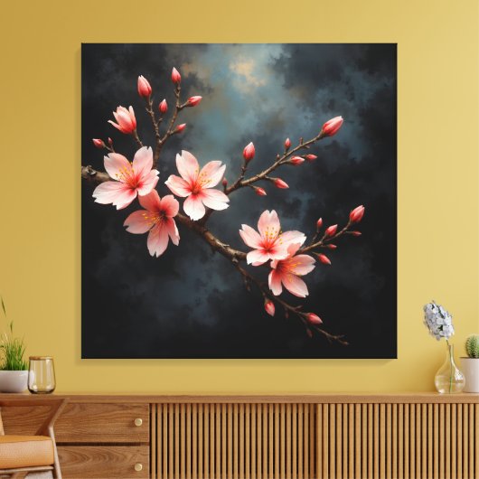 Vietnamese Peach Blossom Art Leinwanddruck (Insitu (Wohnzimmer))