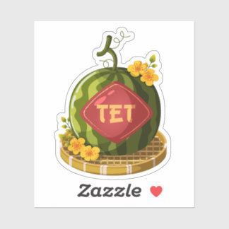 Vietnamese Tet Lucky Watermelon Hoa Mai Flowers Aufkleber