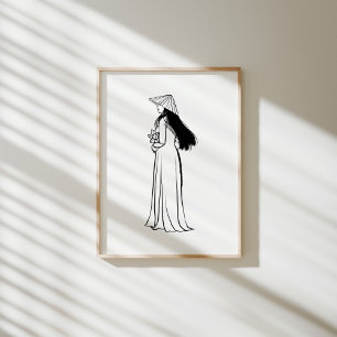 Vietnamesisch Ao Dai Frau mit Lotus und Non La Poster