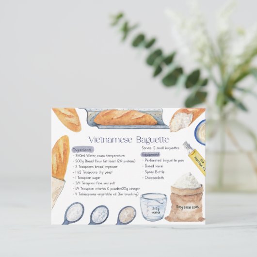 Vietnamesisch Baguette Recipe Postcard Postkarte (Stehend Vorderseite)