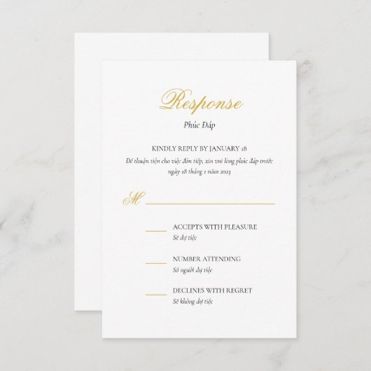 Vietnamesisch Bilingual Response Card in Script Einladung (Vorne/Hinten)