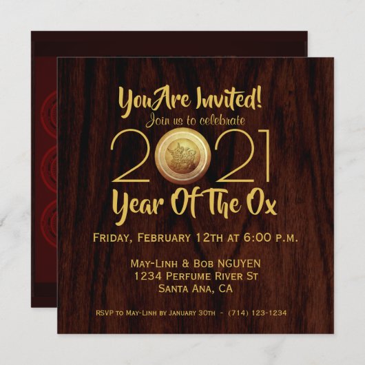 Vietnamesisch Bronze Drums Têt 0x Neujahr 2021 inv Save The Date (Vorne/Hinten)