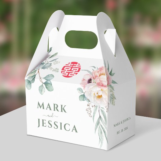 Vietnamesisch Double Happiness Peonies Wedding Geschenkschachtel