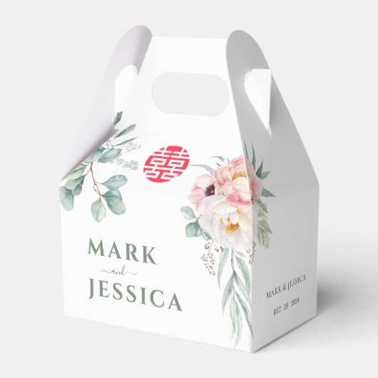 Vietnamesisch Double Happiness Peonies Wedding Geschenkschachtel (Vorderseite)