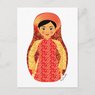 Vietnamesisch Fire Matryoshka Postcard Postkarte