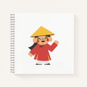 Vietnamesisch in Áo Dài Spiral Notebook - "Xin Chà Notizblock