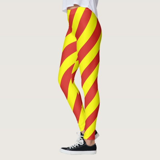 Vietnamesisch National Flag Colors Diagonal Stripe Leggings (Links)