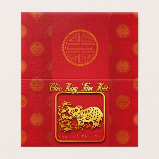 Vietnamesisch Neujahr OX-Papierschnitt Faltgefalte (Außenseite Aufgefaltet)