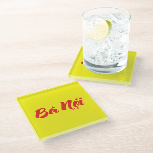 Vietnamesisch (Paternal) Großmutter - Bà Noi Glasuntersetzer (Schrägansicht)