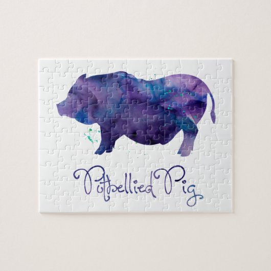 Vietnamesisch Potbellied Pig Watercolor Design Puzzle (Horizontal)