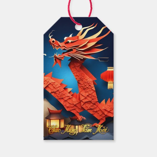 Vietnamesisch Red Dragon New Year hinzufügen Namen Geschenkanhänger (Vorderseite)