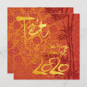 Vietnamesisch Têt 2020 in goldverziertem Party SFC Save The Date (Vorne/Hinten)