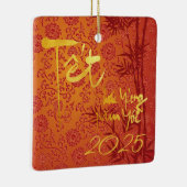 Vietnamesisch Têt Brauch 2023 Gold dekoriert SqCO Keramikornament (Rechts)