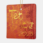 Vietnamesisch Têt Brauch 2023 Gold dekoriert SqCO Keramikornament (Links)