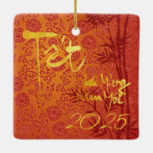 Vietnamesisch Têt Brauch 2023 Gold dekoriert SqCO Keramikornament (Rückseite)