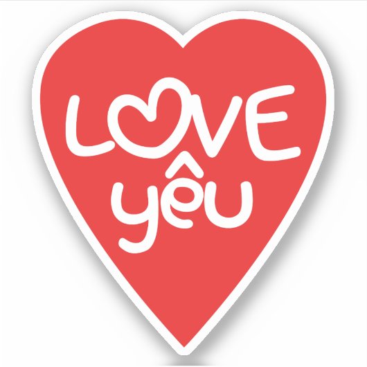 Vietnamesisch Valentine in Liebe Yêu in asiatische Aufkleber (Vorderseite)