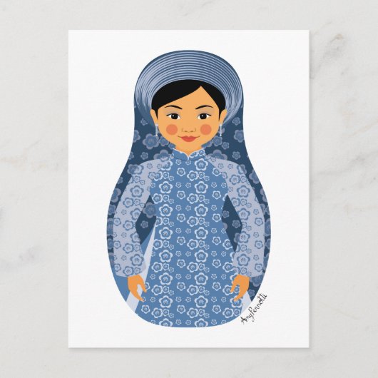 Vietnamesisch Water Matryoshka Postcard Postkarte (Vorderseite)