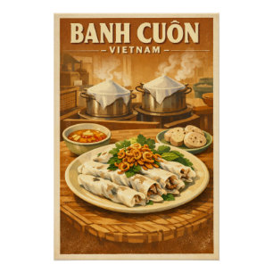 Vietnamesische Banh Cuon, in einem klassischen Ret Poster
